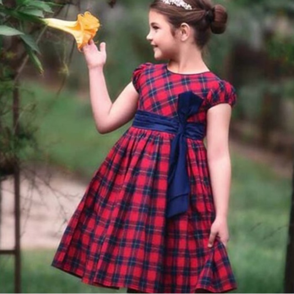 NWT Trish Scully red/blue plaid Amaryllis Dress ~ NWT